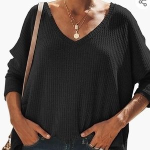 Women's Black V-Neck Slouchy Sweater‎ Small